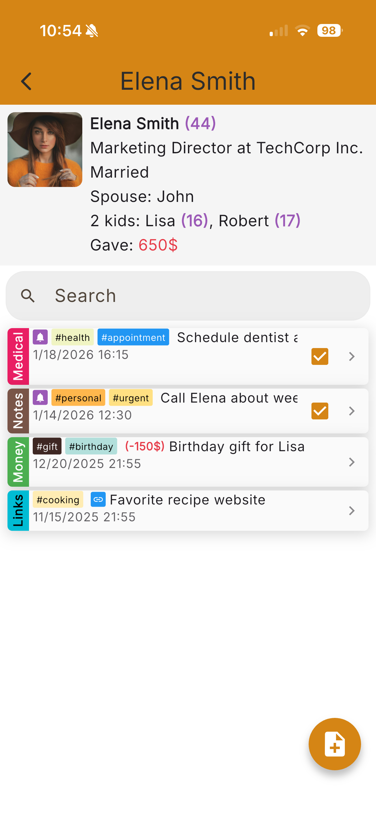 Elena Smith contact view